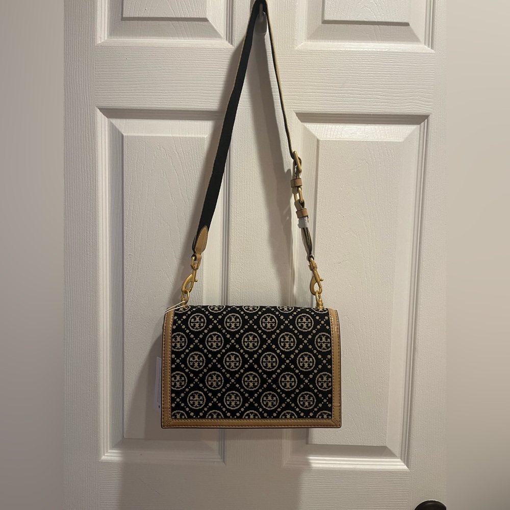 VERY RARE Tory Burch Eel Leather Chenille T Monogram Crossbody Shoulder bag - Picture 8 of 14